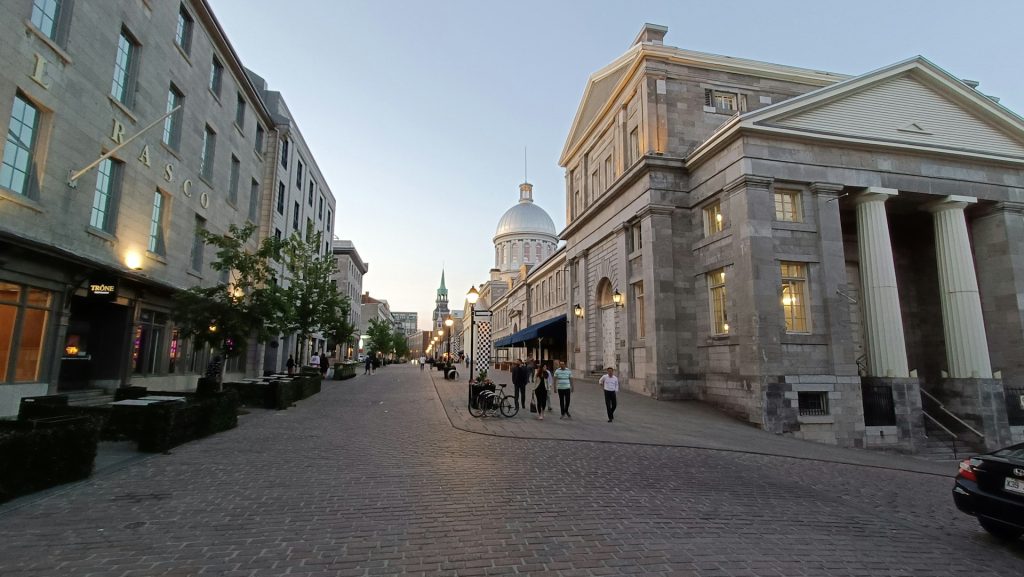 Ancient buildings in the Old Montreal, Old Port.